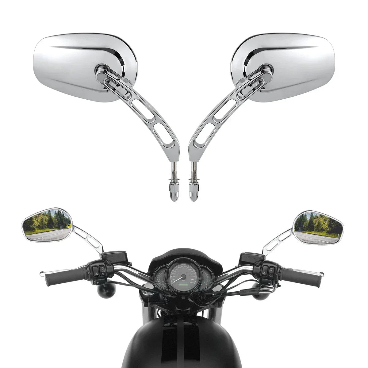 Chrome Rear View Mirrors for Harley Touring Road Electra Street Glide (1994-2022)