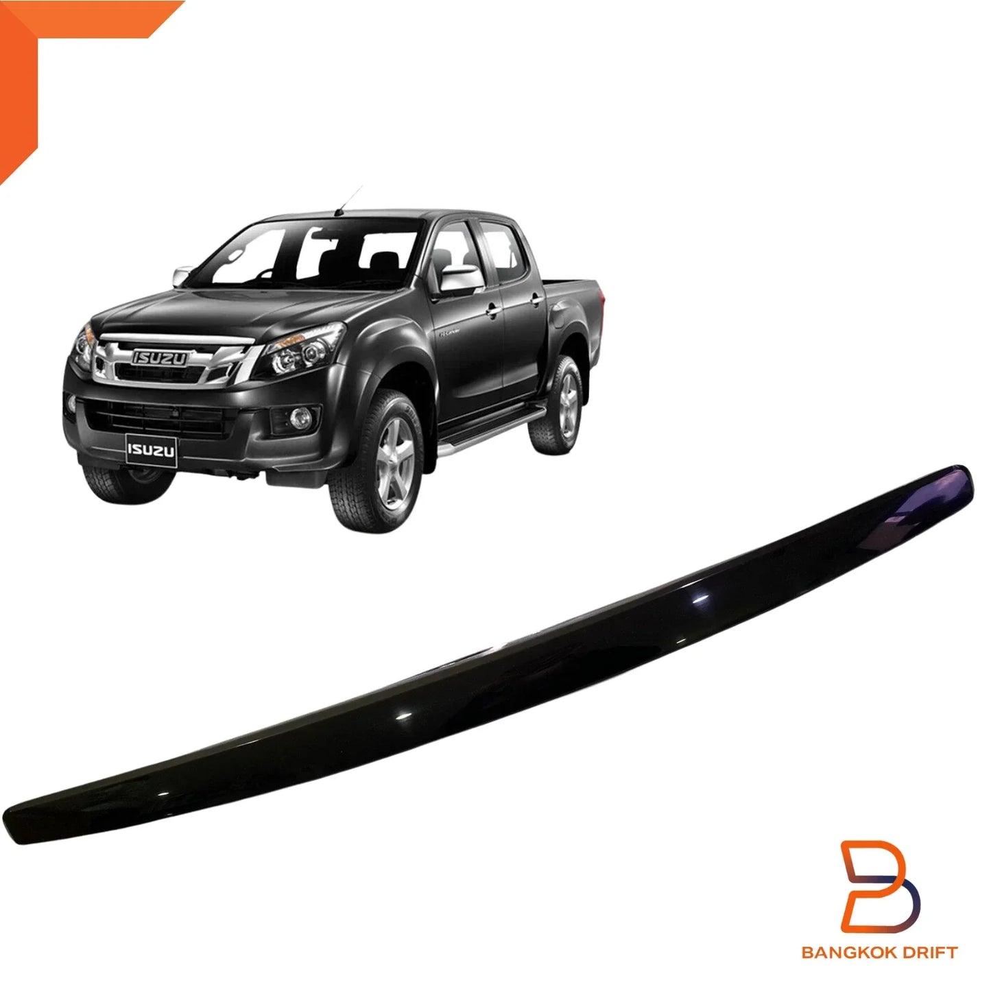 Black Front Line Bonnet Hood Trim for Isuzu D-Max MU-X (2012-2016)
