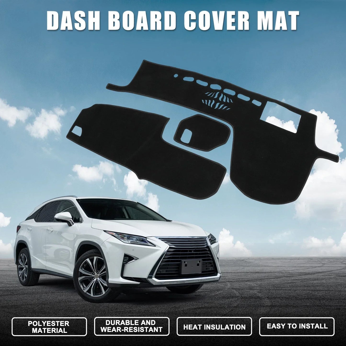 Dashboard Cover Mat Protector for Lexus RX 20 Series RX200t (2016-2019) Black