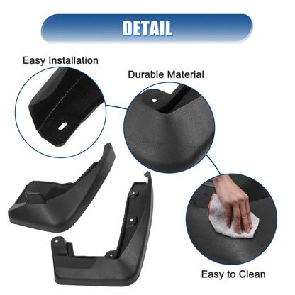 Front Rear Mudguards Fender Set for Honda CR-V (2017-2019) with Screws Black