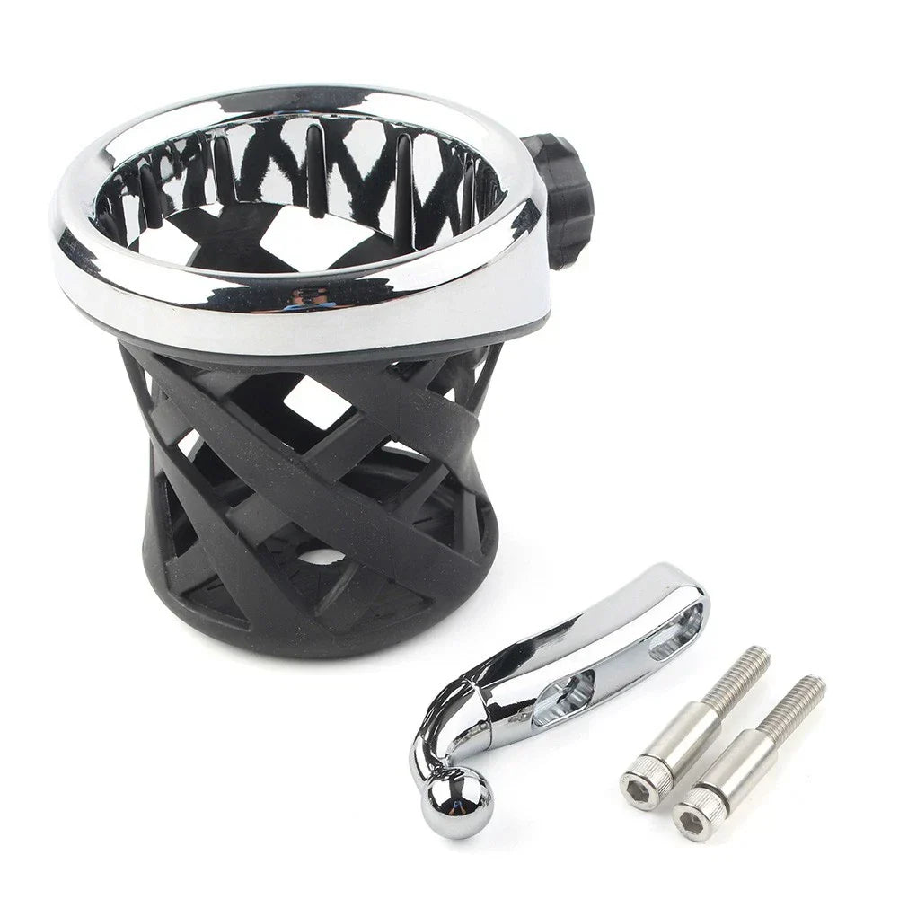 Handlebar Cup Holder Drink w/Mesh Basket for Harley Dyna, Fatboy, Tour Glide