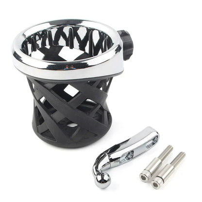 Handlebar Cup Holder Drink w/Mesh Basket for Harley Dyna, Fatboy, Tour Glide