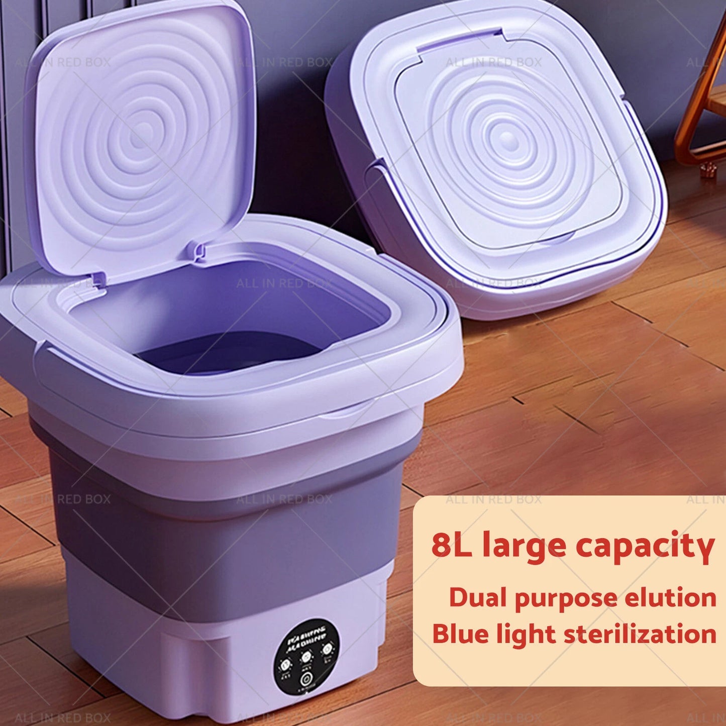 Portable 8L Foldable Washing Machine 3 Modes Deep Cleaning 240V