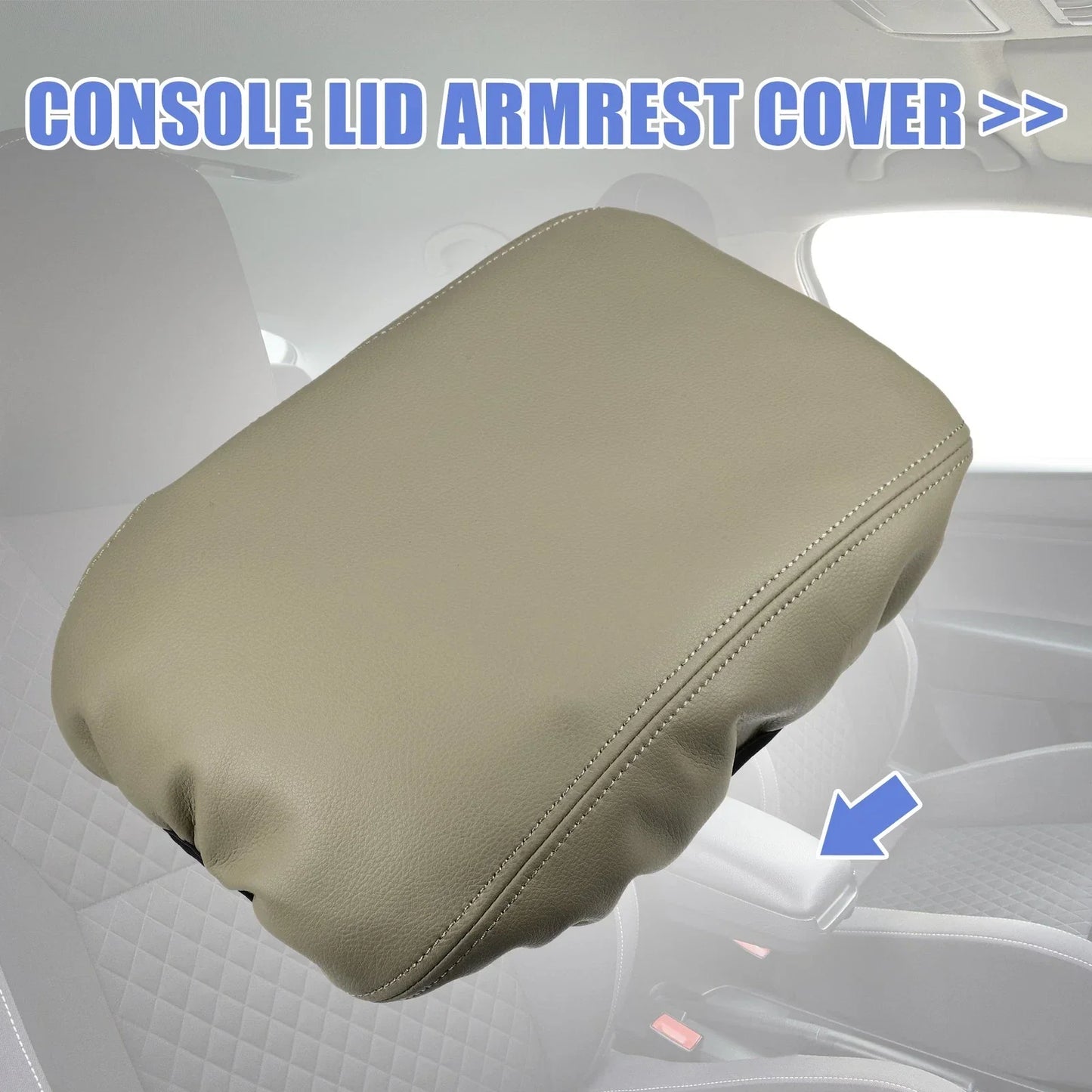 Car Center Armrest Cover for Honda Accord 2018-2022 Beige with Stitches