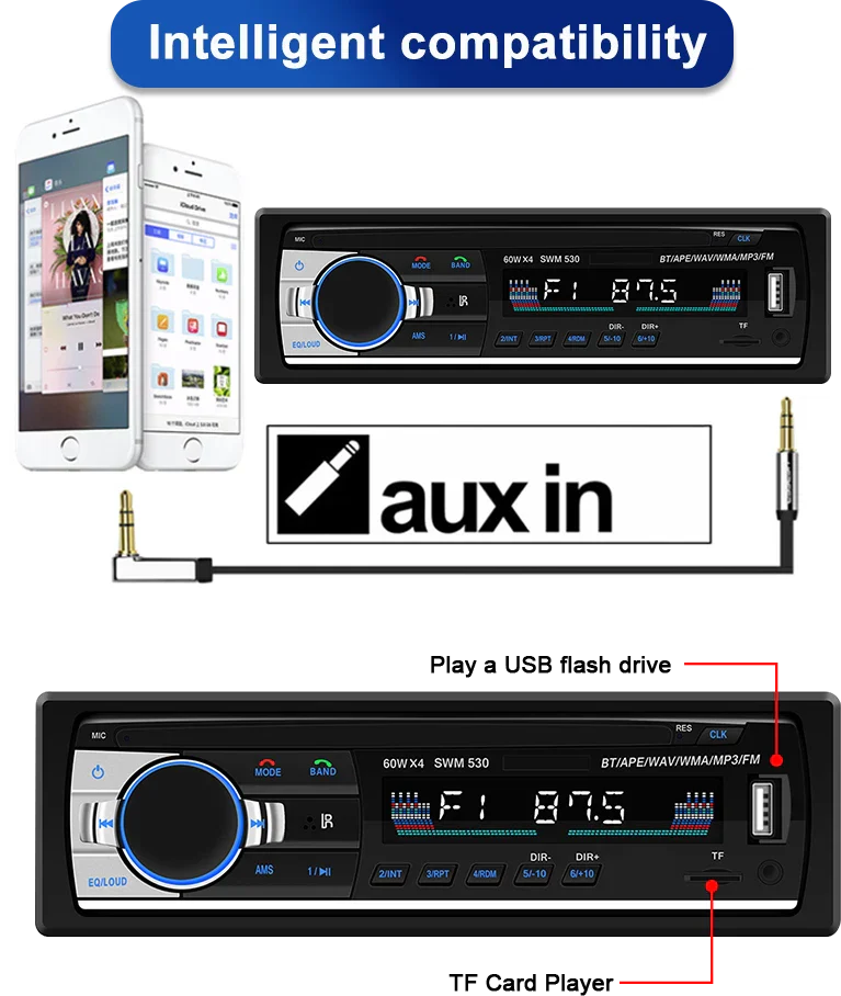 Bluetooth Music Car Radio 1 Din Stereo MP3 Player for Toyota Hilux (1998-2004)
