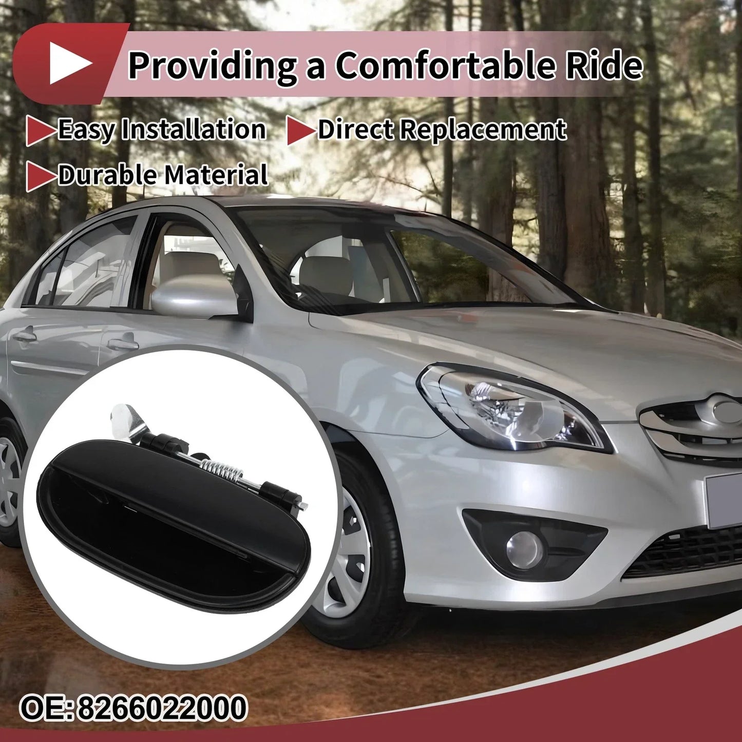 Exterior Door Handle for Hyundai Accent Rear Right Black ABS