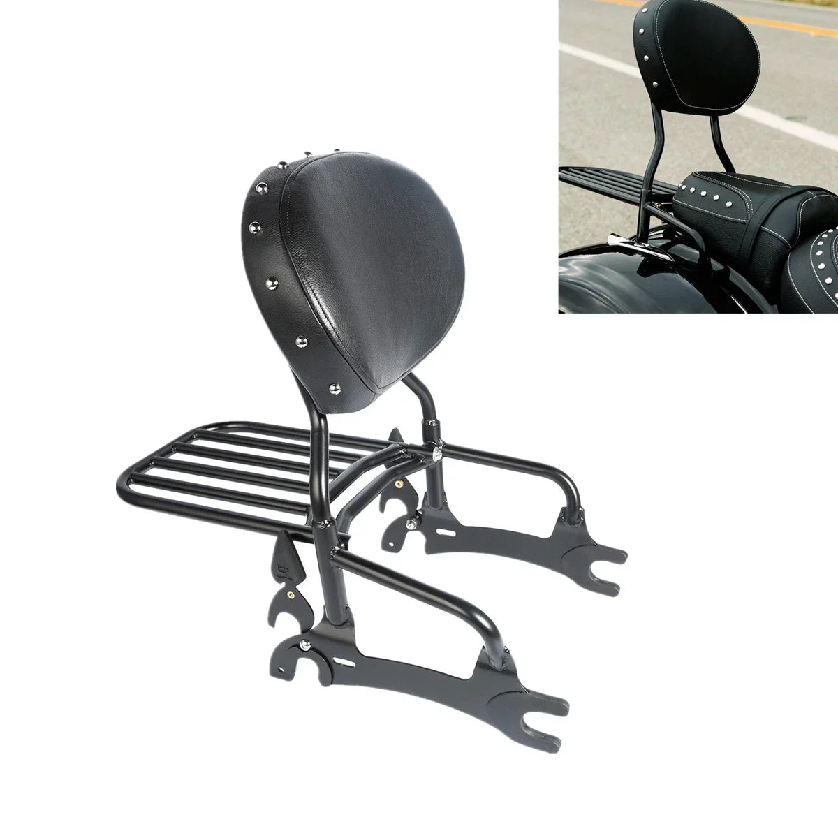 Black Sissy Bar Backrest Luggage Rack for Indian Chief Dark Horse (2014-2018)