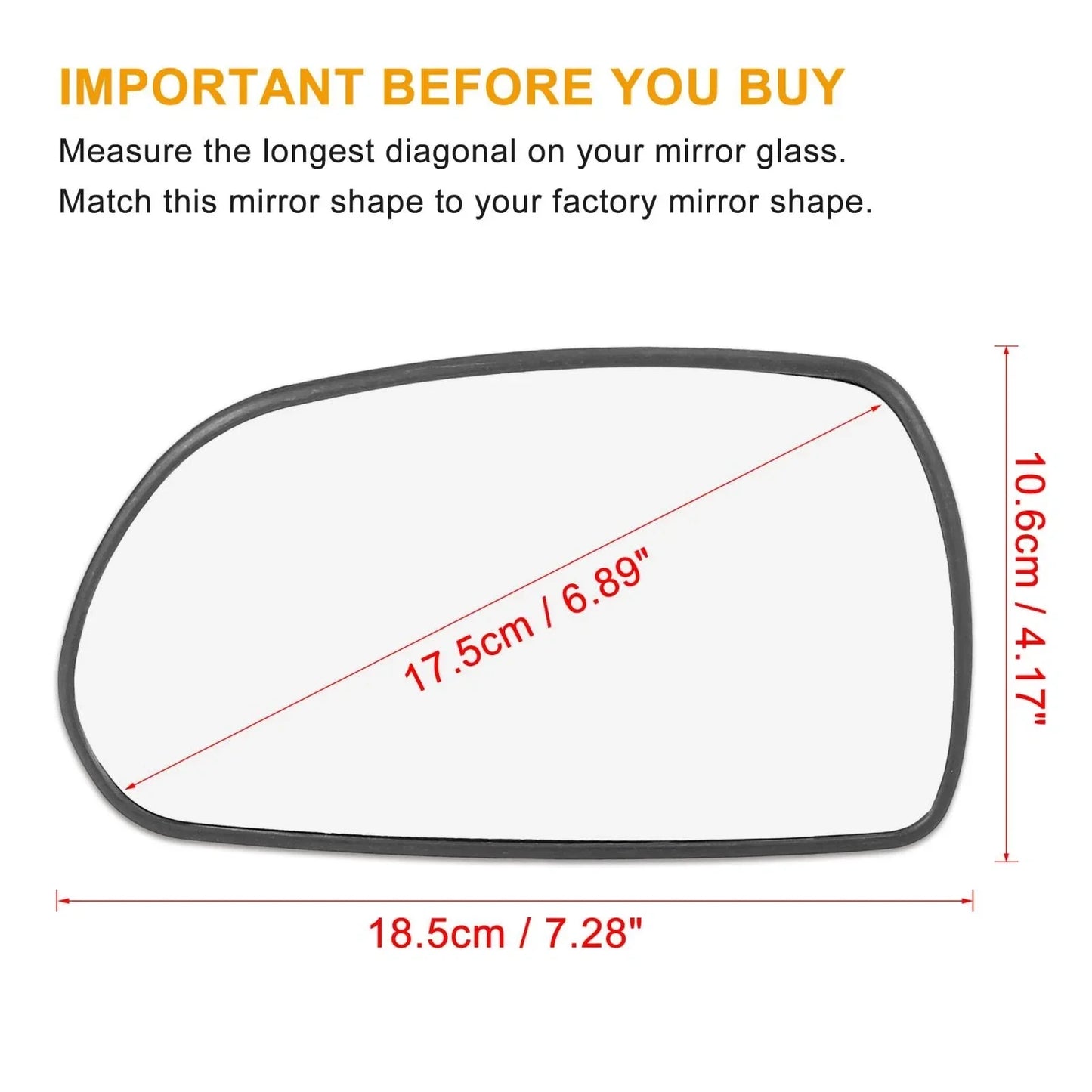 Left Driver Side Rearview Mirror Glass for Hyundai Elantra (2011-2016)