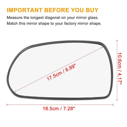 Left Driver Side Rearview Mirror Glass for Hyundai Elantra (2011-2016)