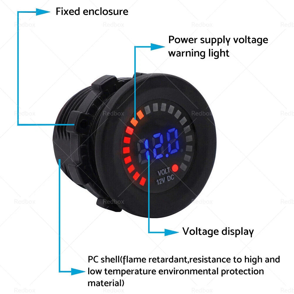LED Battery Volt Meter Monitor 12V for Car Boat Marine Gauge
