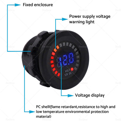 LED Battery Volt Meter Monitor 12V for Car Boat Marine Gauge