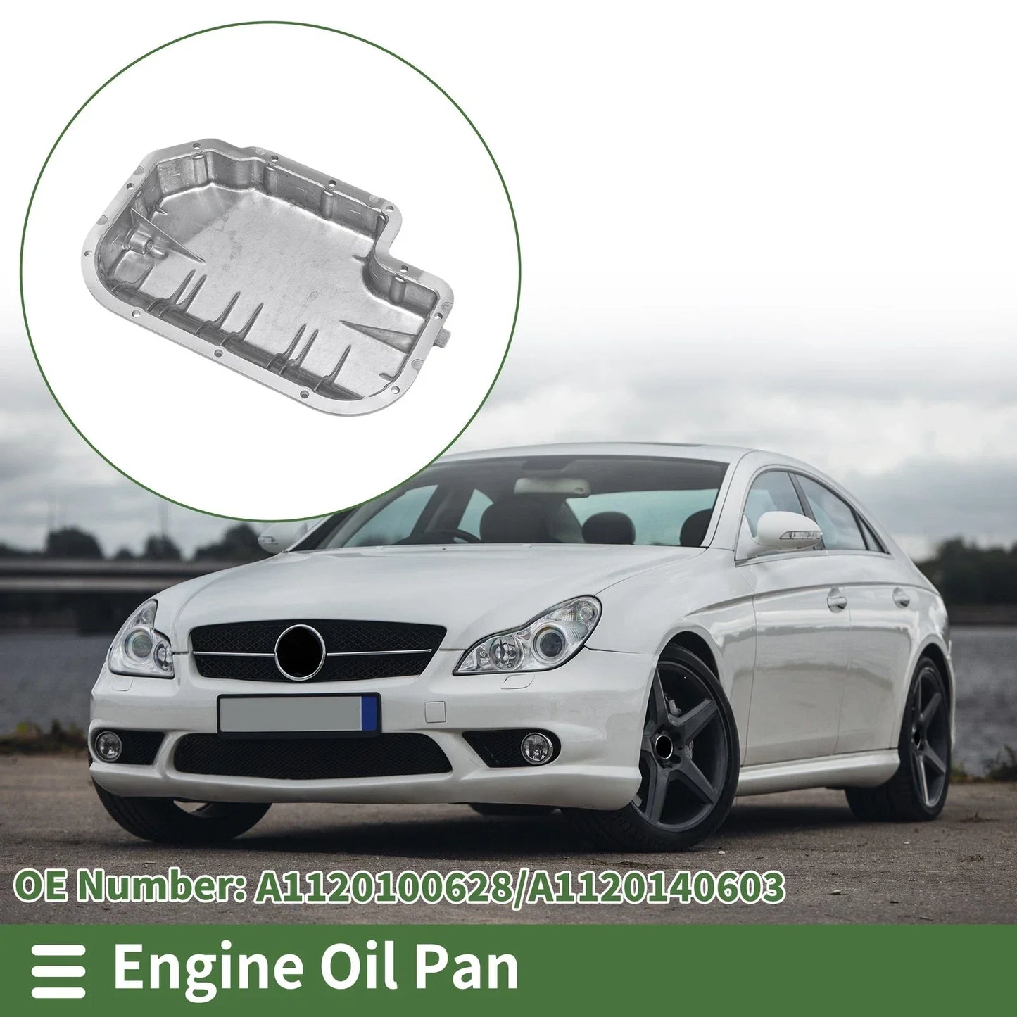 Engine Oil Pan for Mercedes Benz CL55 (2000-2006) - Aluminum Silver Tone, 1 Pc
