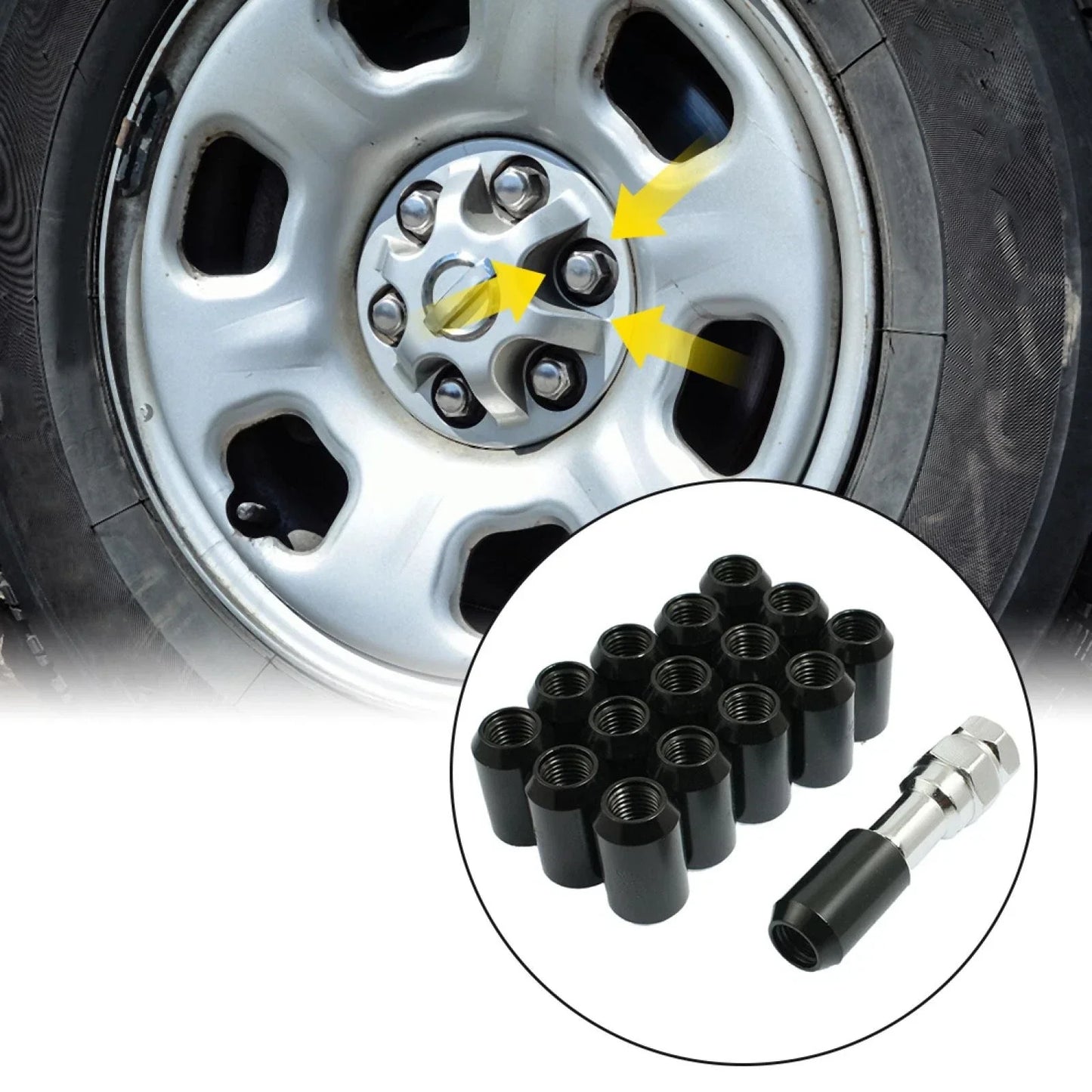 16 x 12x1.5mm Black Car Hex Security Lock Wheel Lug Nuts for Honda