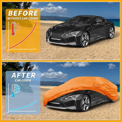 Waterproof All Weather Car Cover for Lexus LC (2018-2023) - Orange 210D-PU