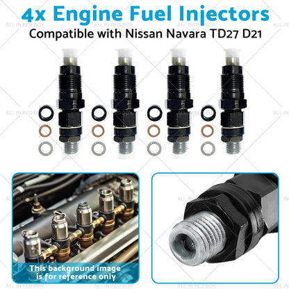 4 x Engine Fuel Injectors for Nissan Navara TD27 D21 (1988-1997)