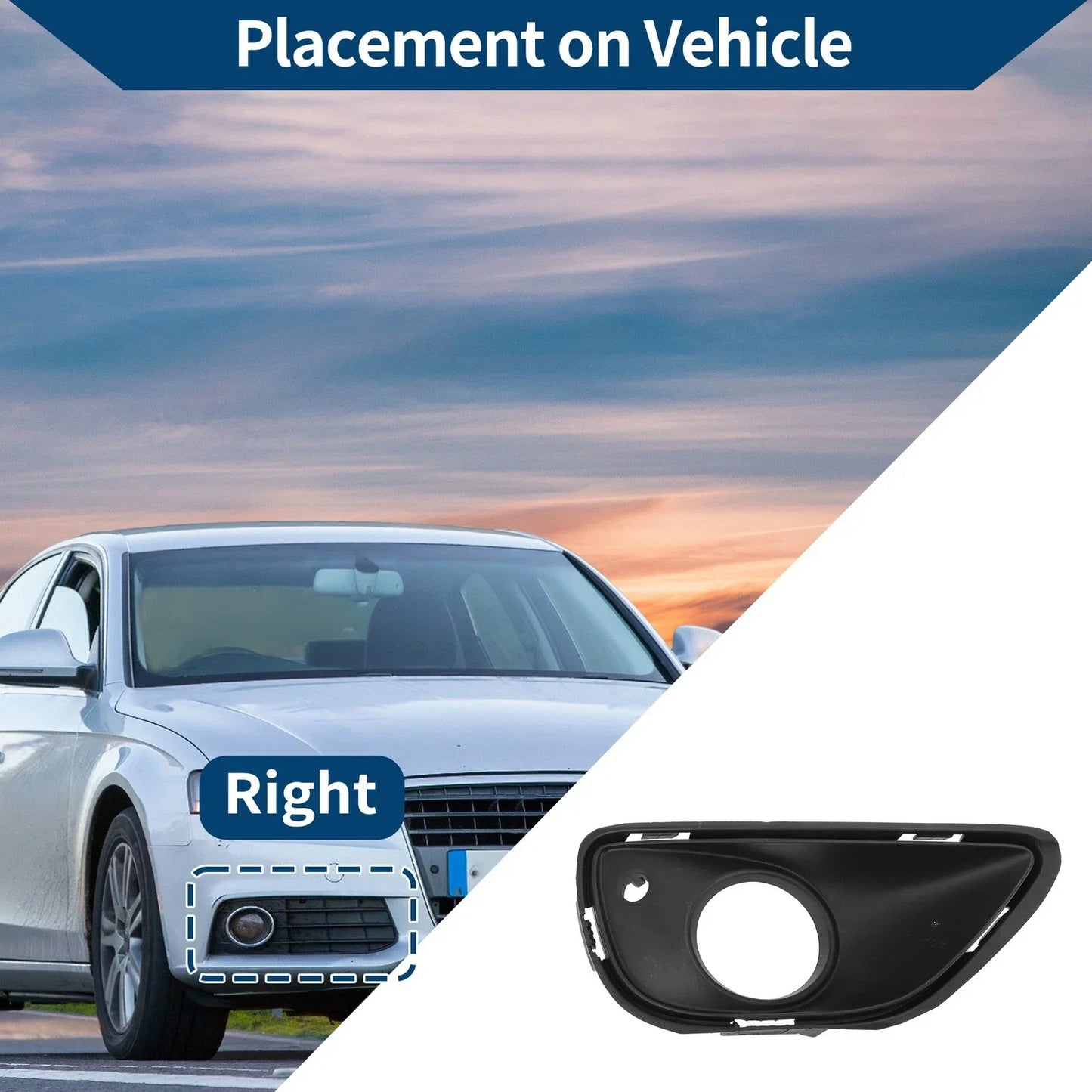 Front Right Fog Light Grill for Porsche Cayenne (2011-2018) - Black