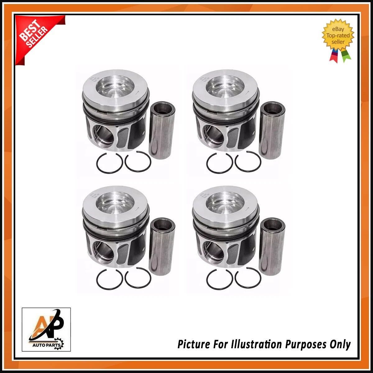 Engine Piston and Ring Set 4Pc Replacement for Land Rover Range Rover 4.4 (2010–2022)
