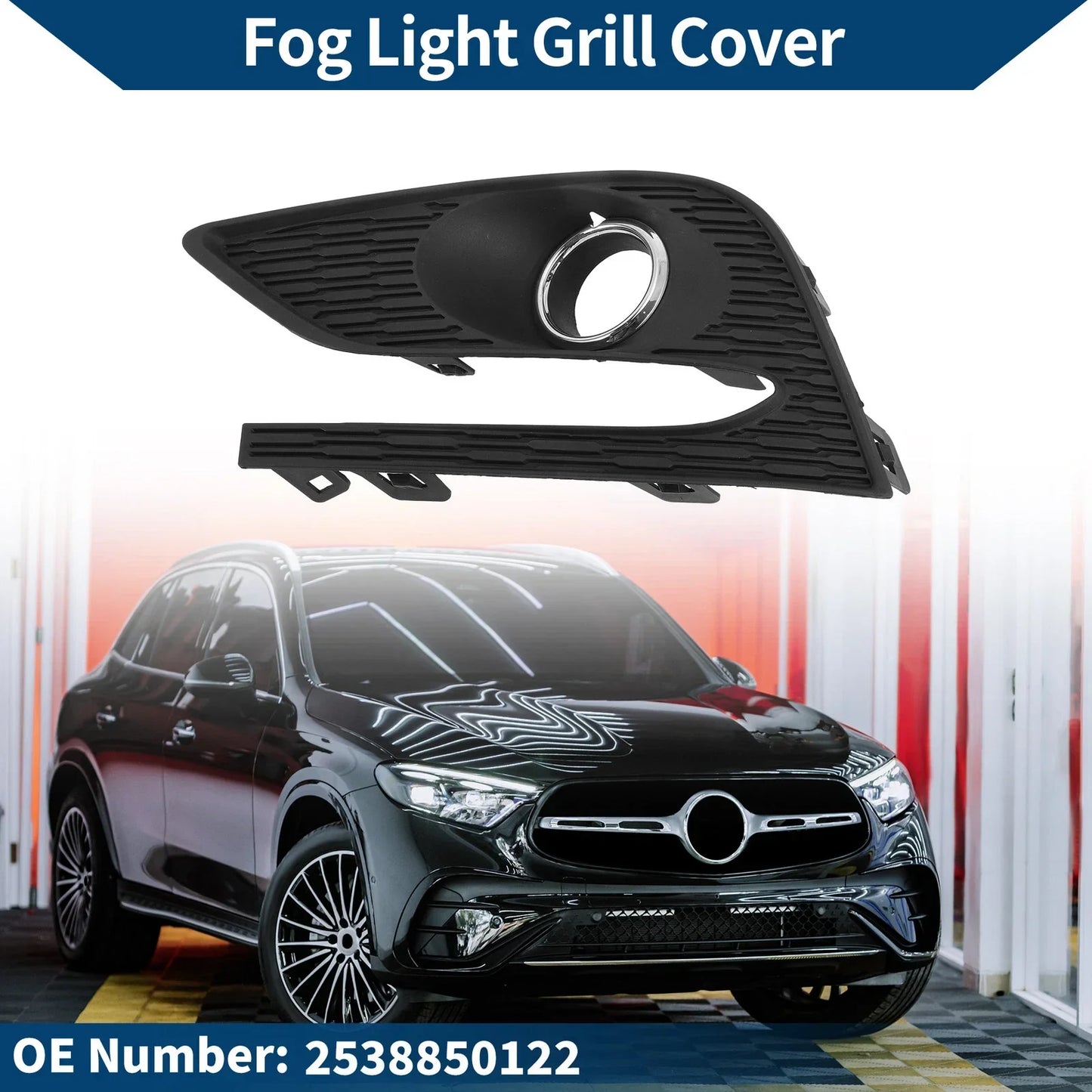 Front Left Fog Light Grill for Mercedes-Benz GLC300 (2016-2023) Black