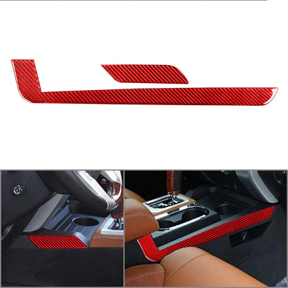 Carbon Fiber Red Gear Shift Side Cover for Toyota Tundra (2014-2021)