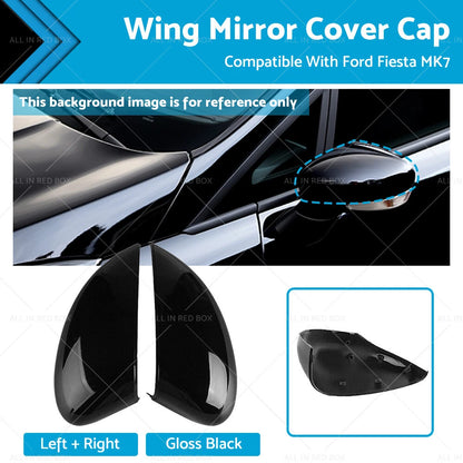 Gloss Black Left & Right Wing Mirror Covers for Ford Fiesta MK7 (2008-2017)