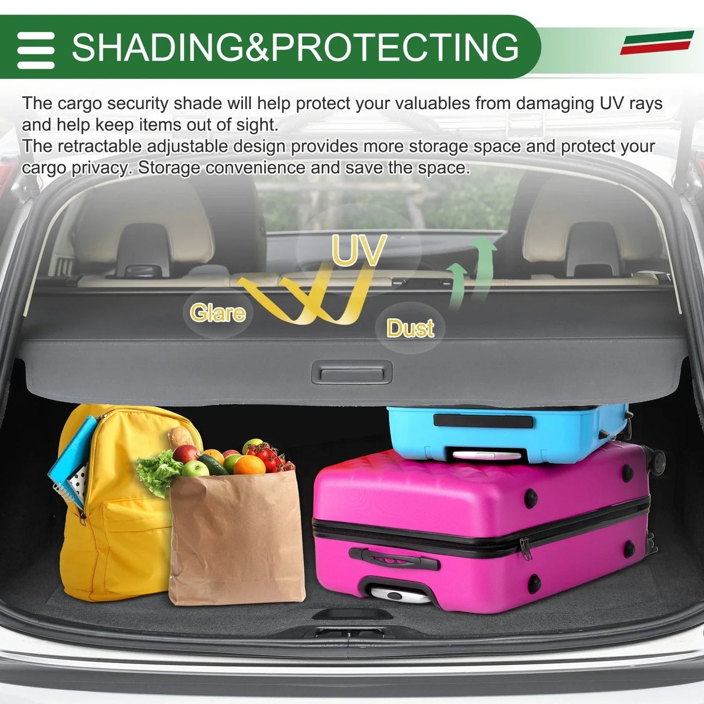 Retractable Cargo Cover for Hyundai IX35 2018-2020 - Gloss Black