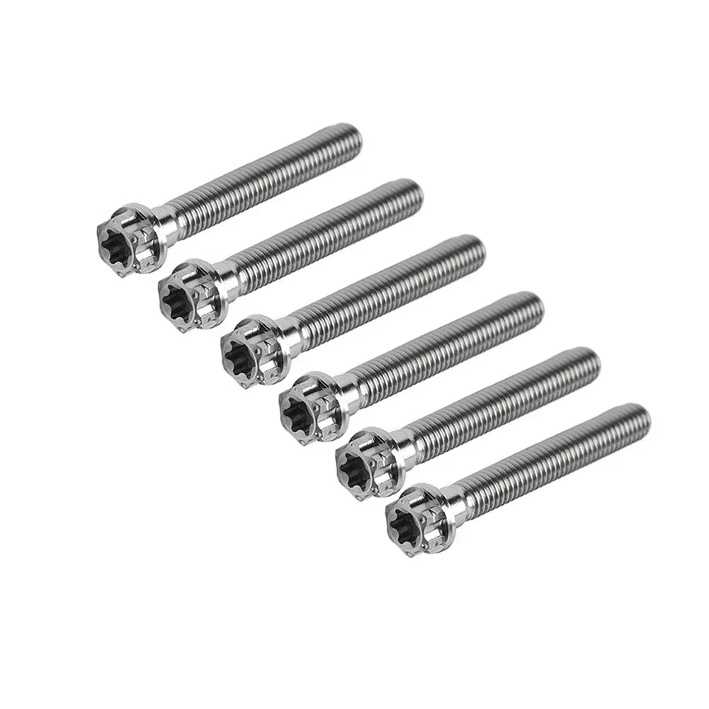 6pcs M10x60mm Titanium Torx Head Flange Screws for Motorcycle Bike