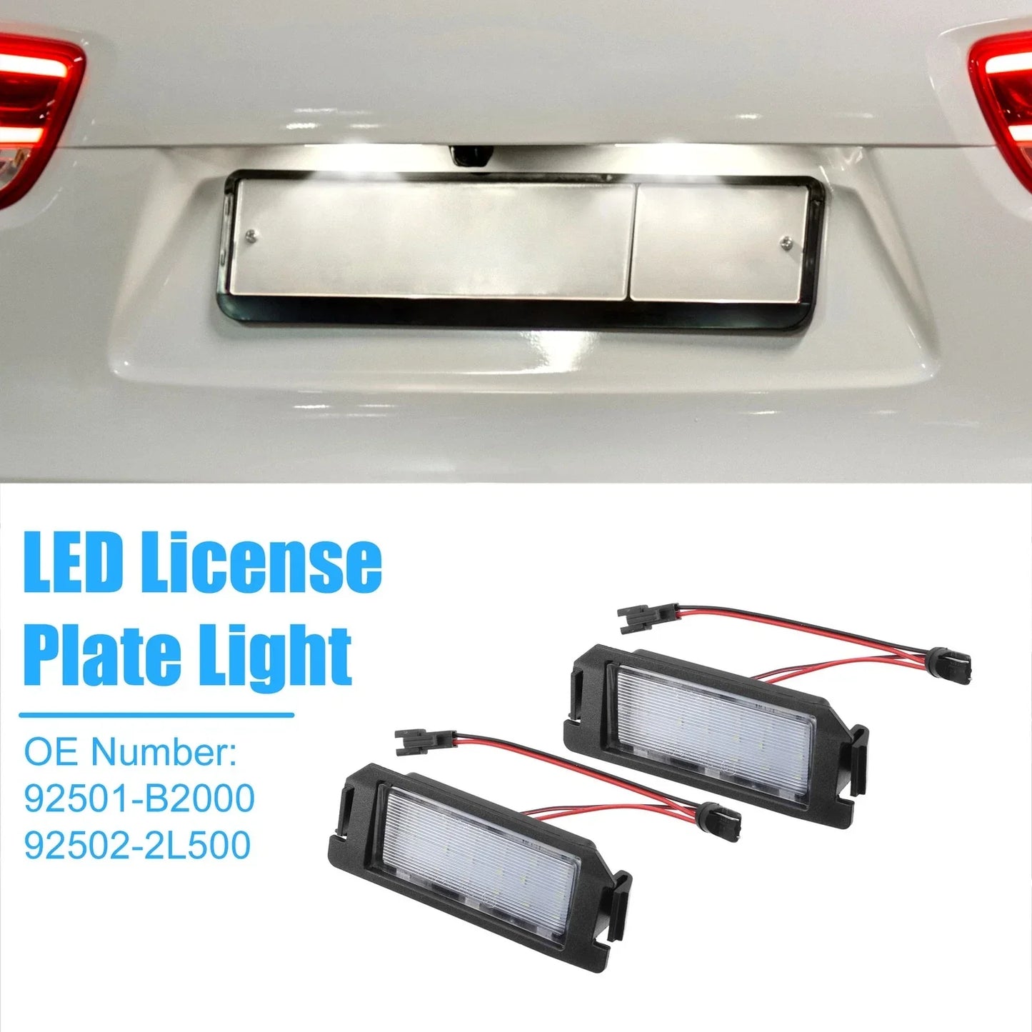 2 x White LED License Plate Lights for Hyundai Veloster (2012-2017)