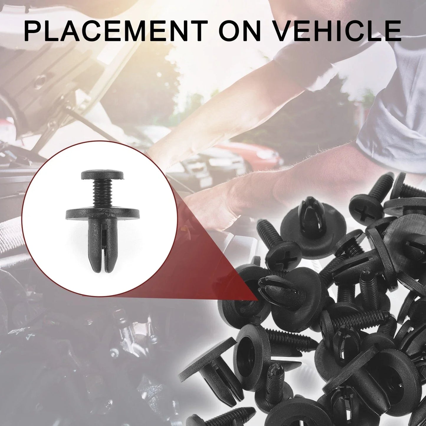 Front Fender Skirt Clips for Honda Prelude 1992-1996 2.2L 2.3L Black 100 Pcs