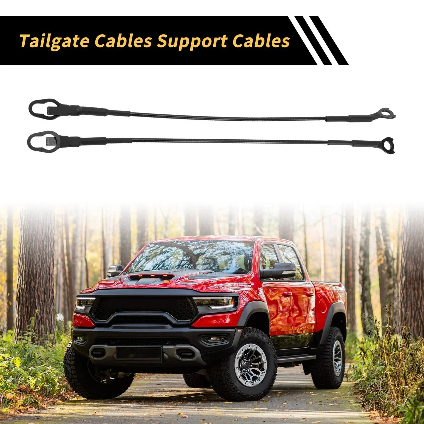 Tailgate Cables 2 x Support Cables for Dodge Ram 1500 2500 (2002-2023)
