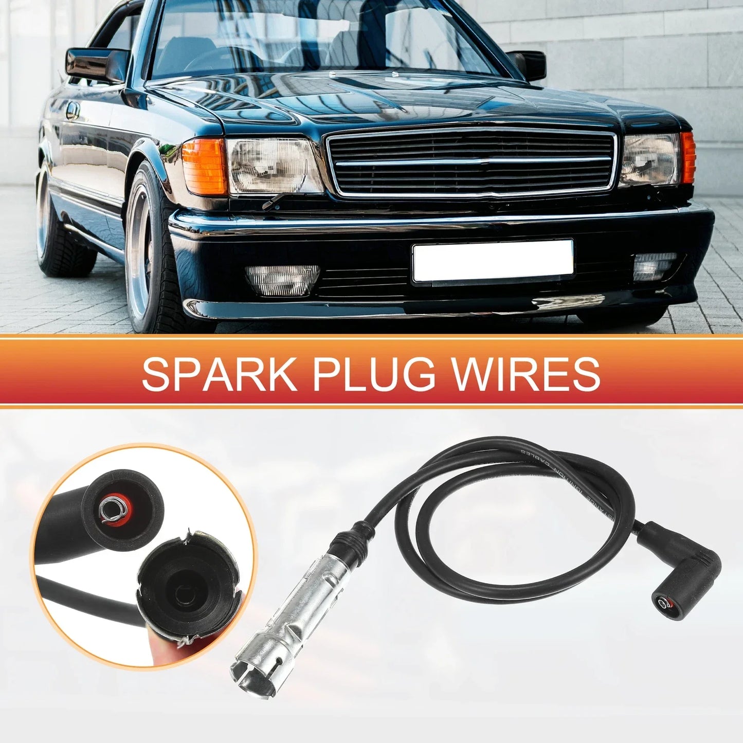 9 x Spark Plug Wire Ignition Coil Cables for Mercedes-Benz 380SE (1980-1985)