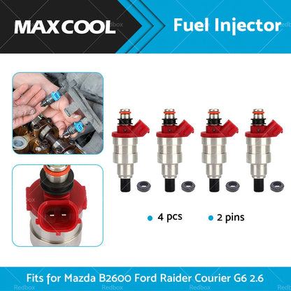 4 x Fuel Injectors for Mazda B2600, Ford Raider, Courier 2.6L (1985-1993)