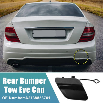 Rear Bumper Tow Hook Cover for Mercedes E-Class (2017-2023) Glossy Black