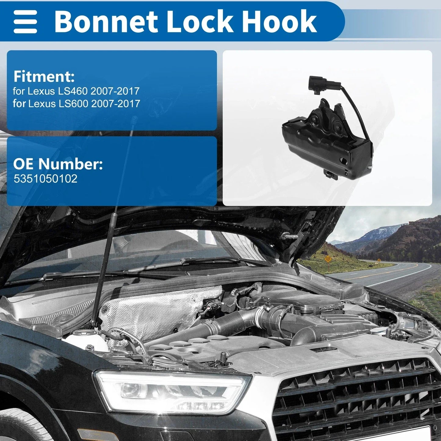Hood Latch Assembly for Lexus LS460 (2007-2017) 1 x Quality Replacement