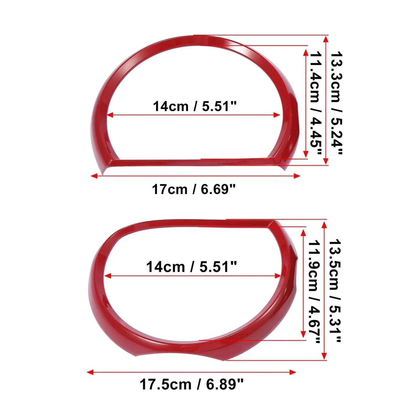 4 x Red Headlight Cover Decor Rings for Dodge Challenger (2015-2021)