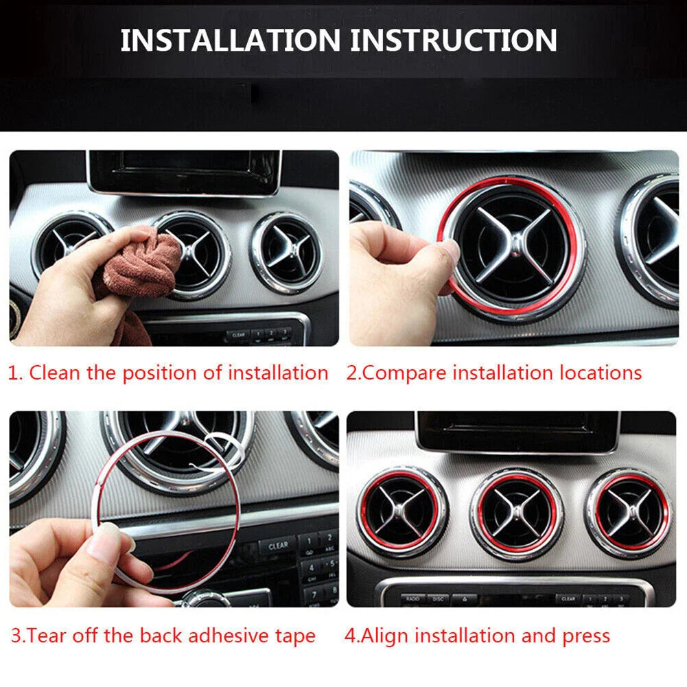 AC Air Vent Outlet Inner Ring Cover Trim for Mercedes Benz C Class W205 (2015-2021)