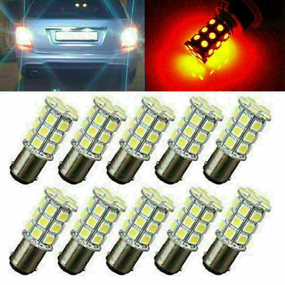 10 x CE BA15D 27SMD Red RV Marine Boat Trailer Light Bulbs
