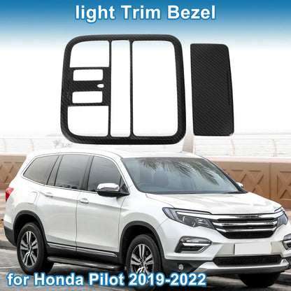Front Row Headlight Trim Bezel for Honda Pilot 2019-2022 Carbon Fiber Black