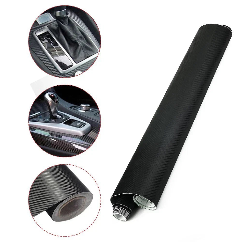 50x200cm Car 3D Matt Black Carbon Fiber Vinyl Wrap Roll Sticker Decal
