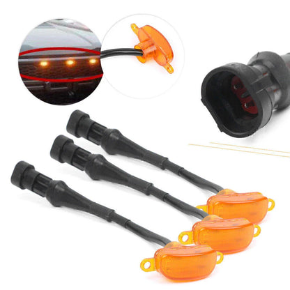 3 x Amber Lights for Ford F150 2004-2017 Front Bumper Grille