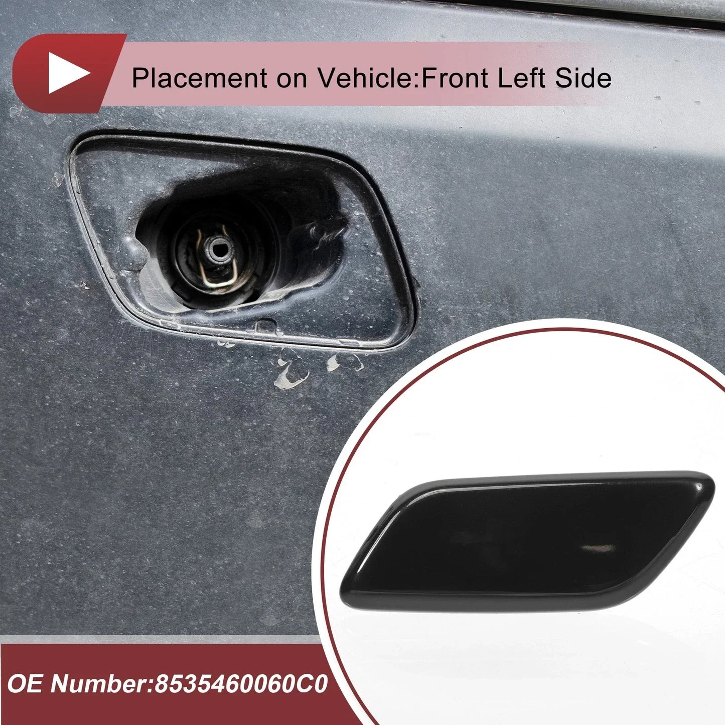 Front Left Washer Nozzle Cover for Lexus LX570 (2013-2015) - Black 1 x Cap