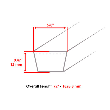 Deck Belt Replacement 5/8 x 72 for Toro Side-Discharge Mower (2000–2000)