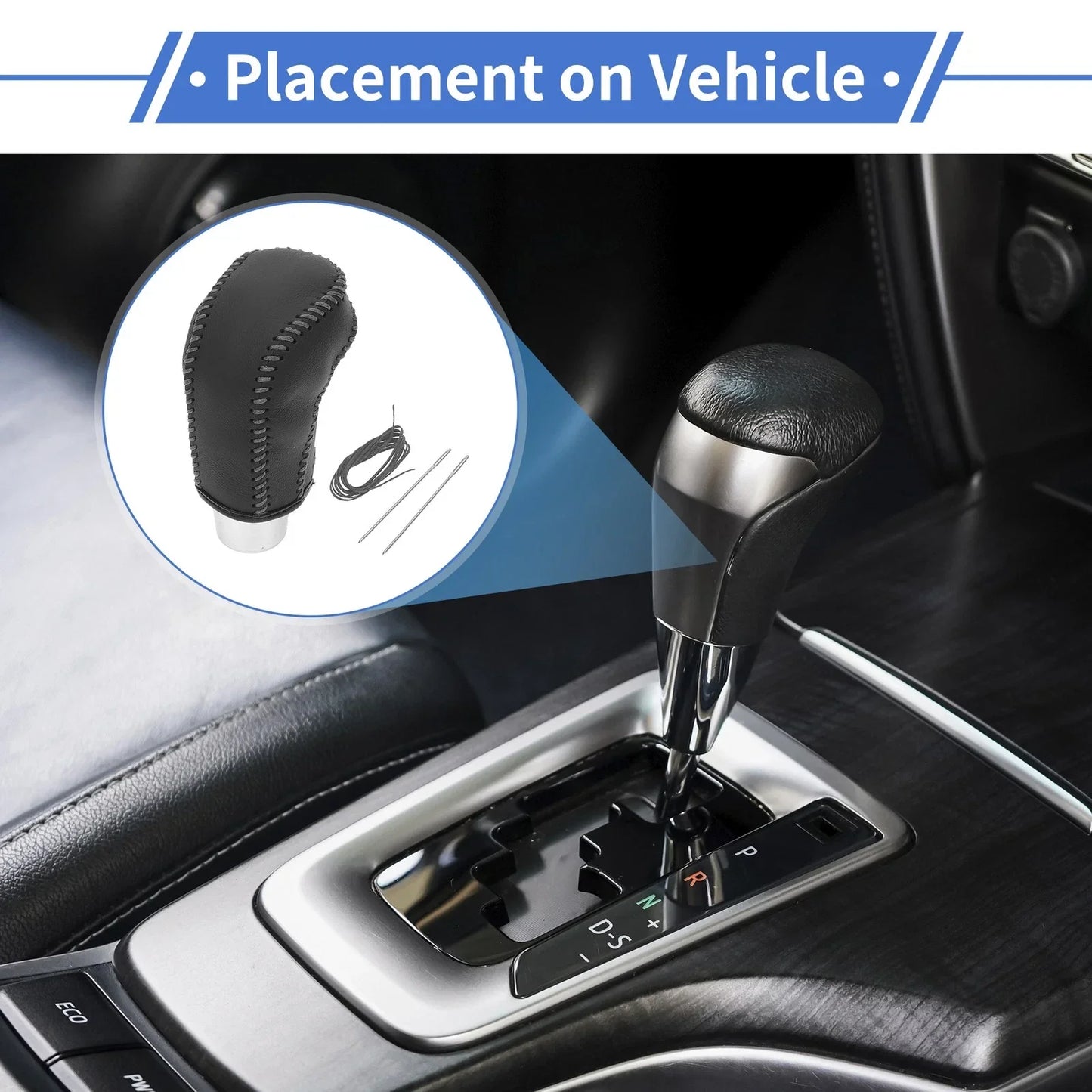 Car Gear Shift Knob Cover for Hyundai Tucson (2015-2018) - 1 Pc Black Grey