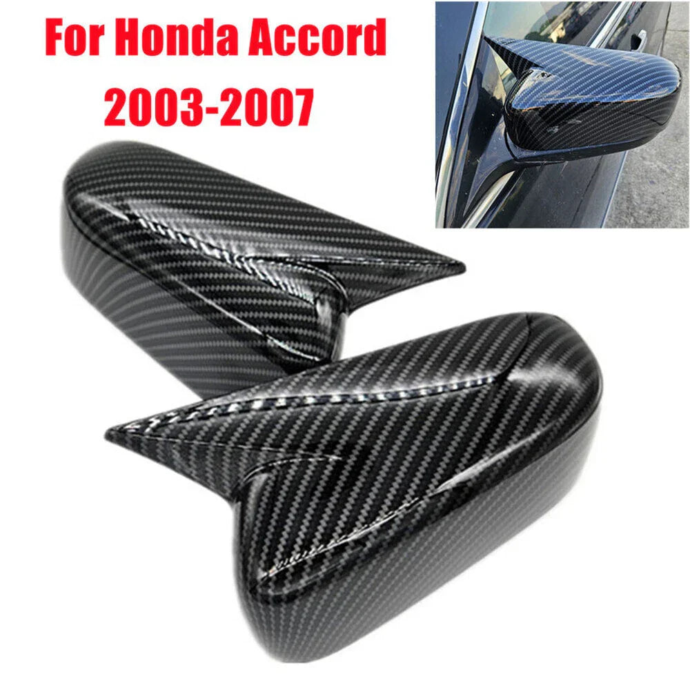 Carbon Fiber Black Side Mirror Covers for Honda Accord (2003-2007)