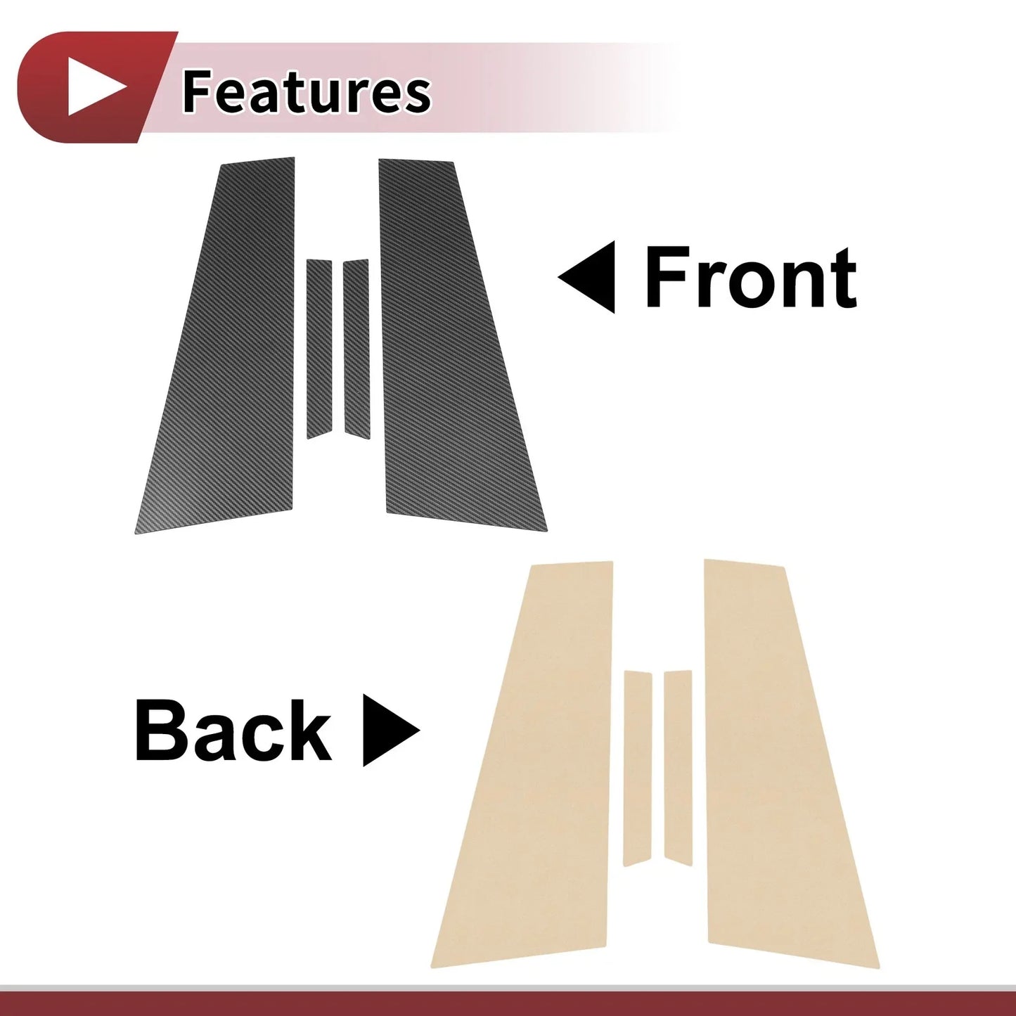 4 Pcs Door Pillar Window Trim for Mercedes-Benz CLS Black Carbon Fiber (2006-2011)
