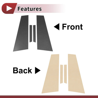 4 Pcs Door Pillar Window Trim for Mercedes-Benz CLS Black Carbon Fiber (2006-2011)