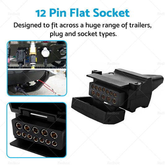 12 Pin Flat Female Socket for Trailer Connector Car Caravan