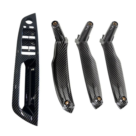 4x Carbon Fiber Inner Door Pull Handle Trim Covers for BMW X5 X6 (2007-2013)