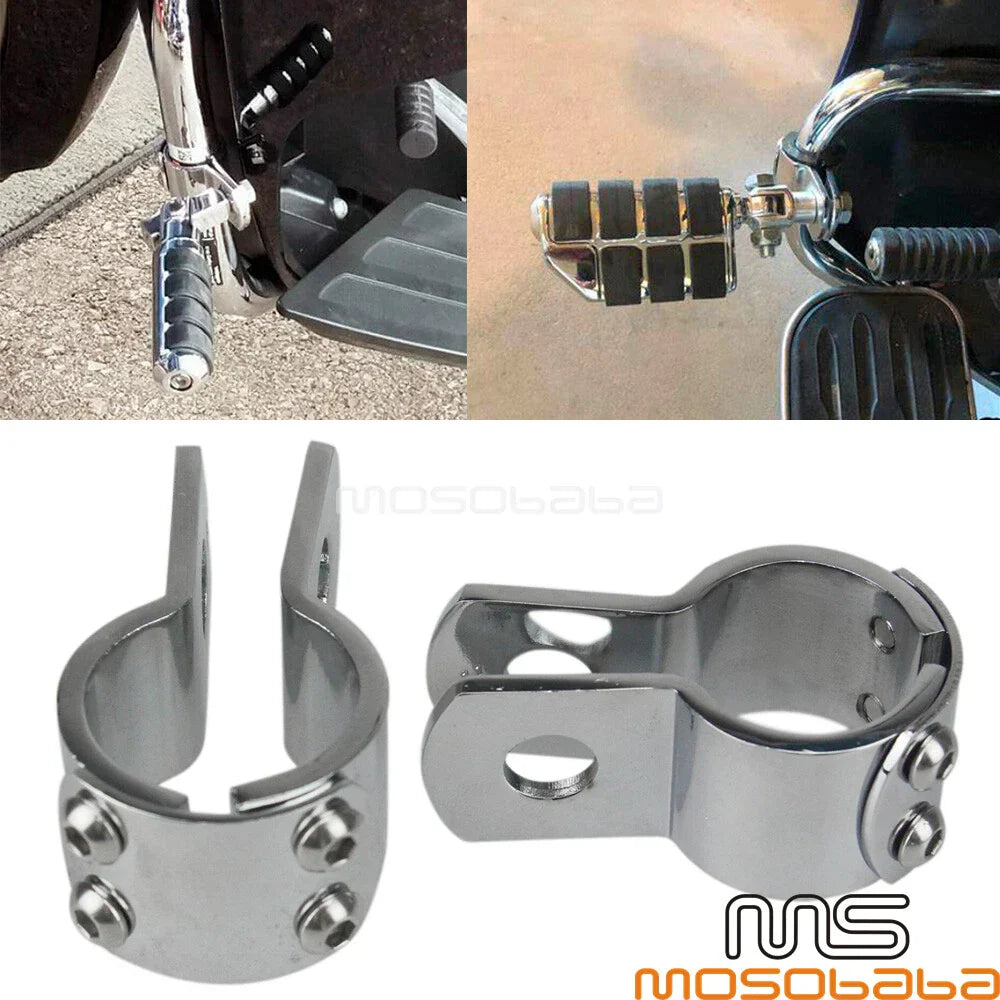 Chrome Engine Guard Clamps for Motorcycle 1 1/8" Crash Bar