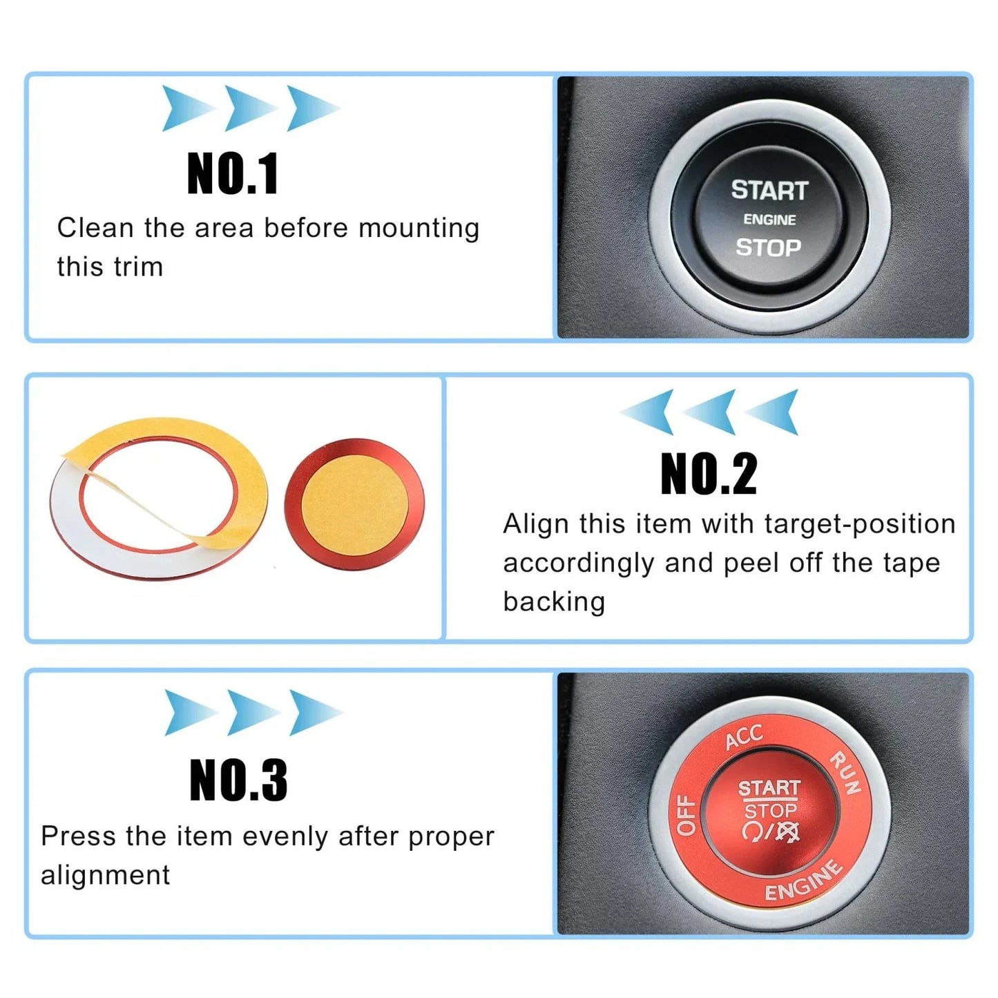 Engine Push Start Button Sticker Kit for Dodge Charger Challenger Durango (2015-2023)