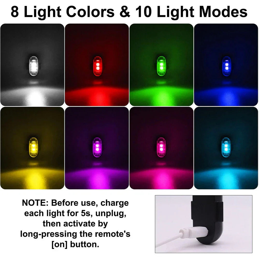 4 x Wireless LED Strobe Lights with Remote for Motorcycle Drone